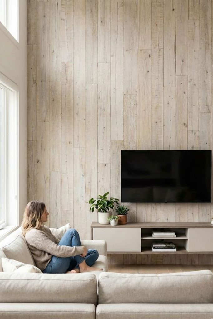 Mount the TV on Textured Accent Wall Panels