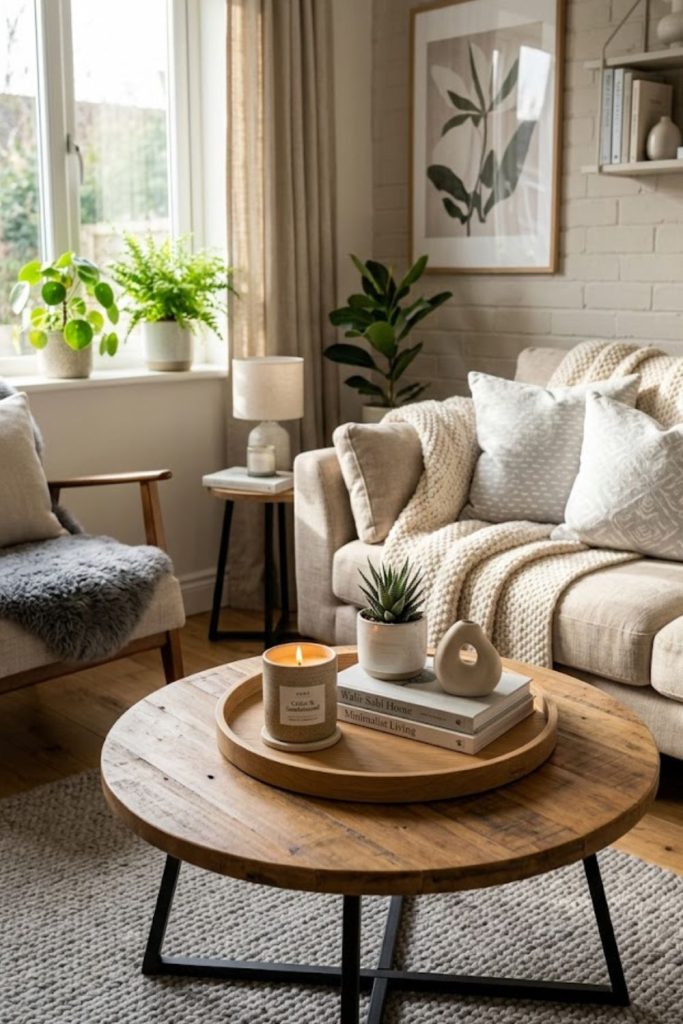 Small Living Room Decor Coffee Tables Using a Decorative Tray