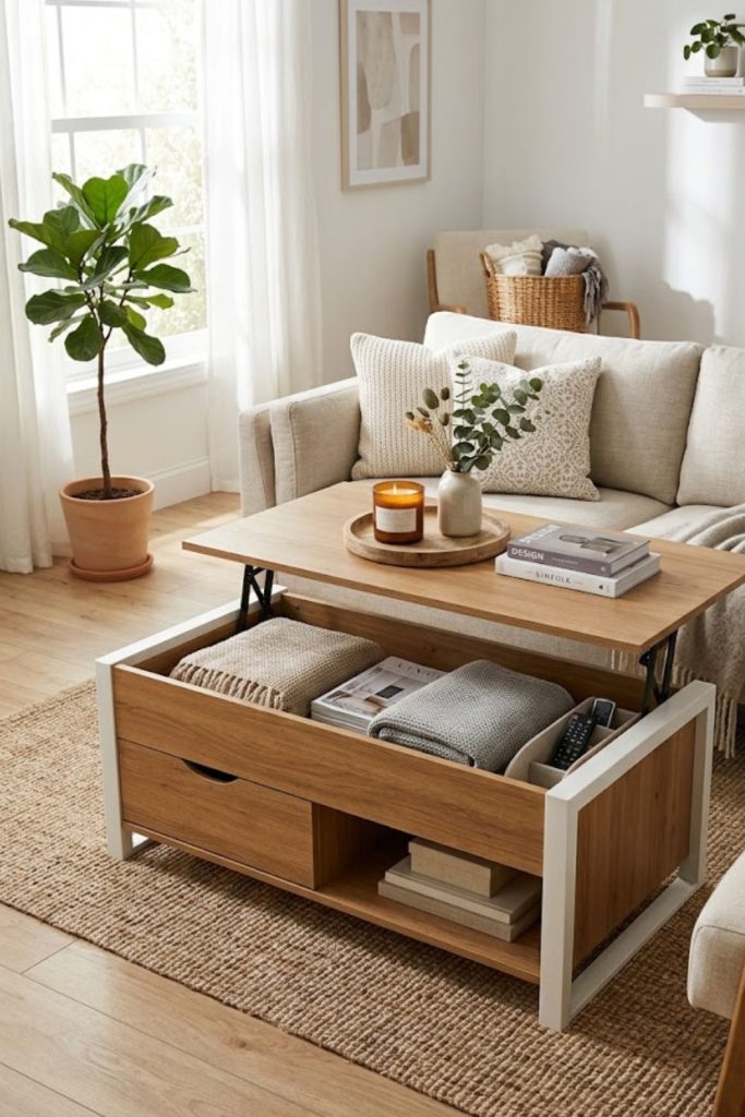 Small Living Room Decor Coffee Tables with Built-In Storage