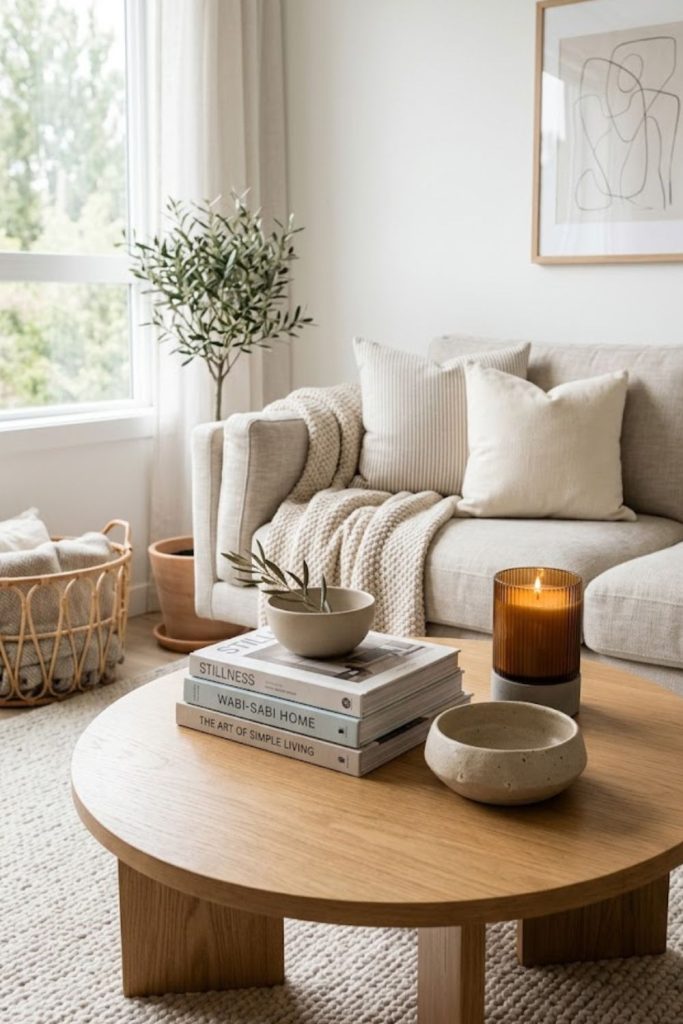 Small Living Room Decor Coffee Tables with Layered Heights
