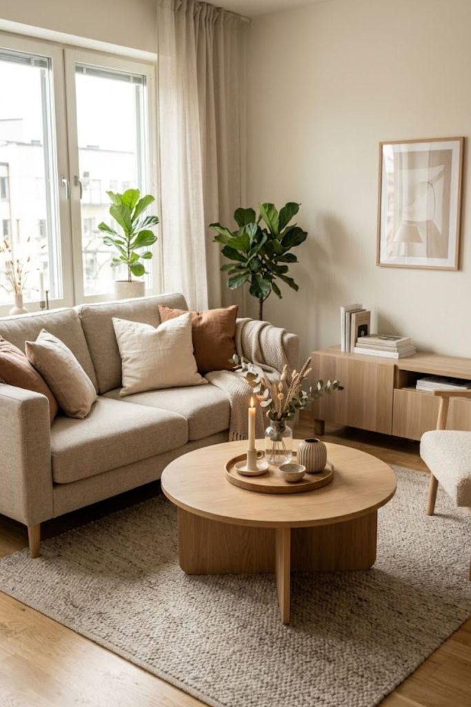 Small Living Room Decor Coffee Tables with Round Shapes