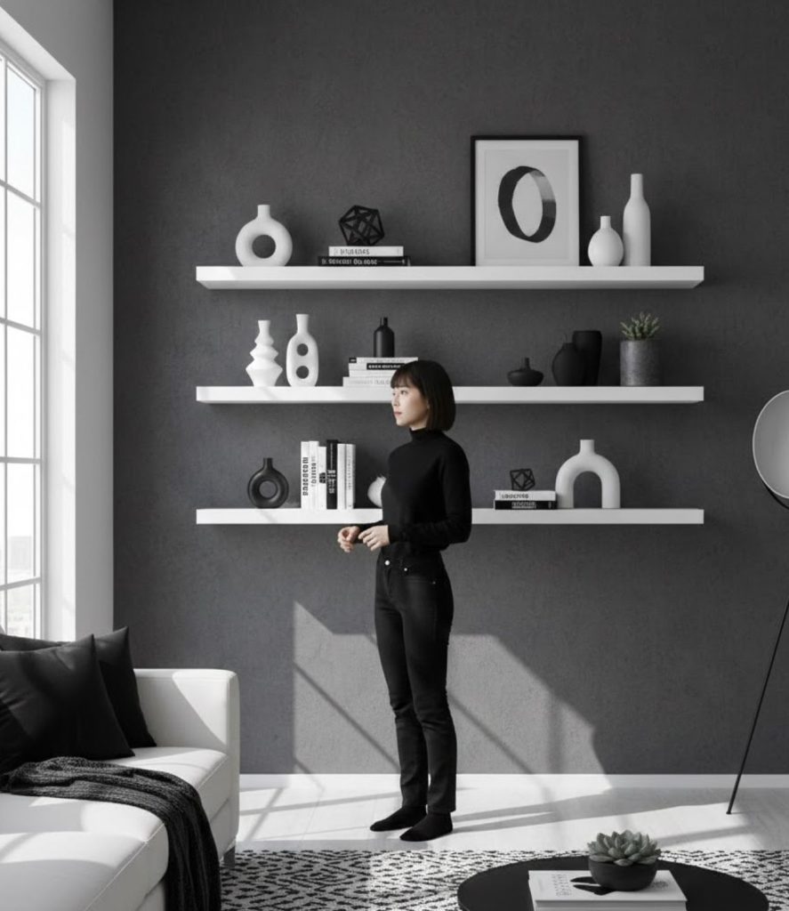 Style a Monochrome Shelf Display