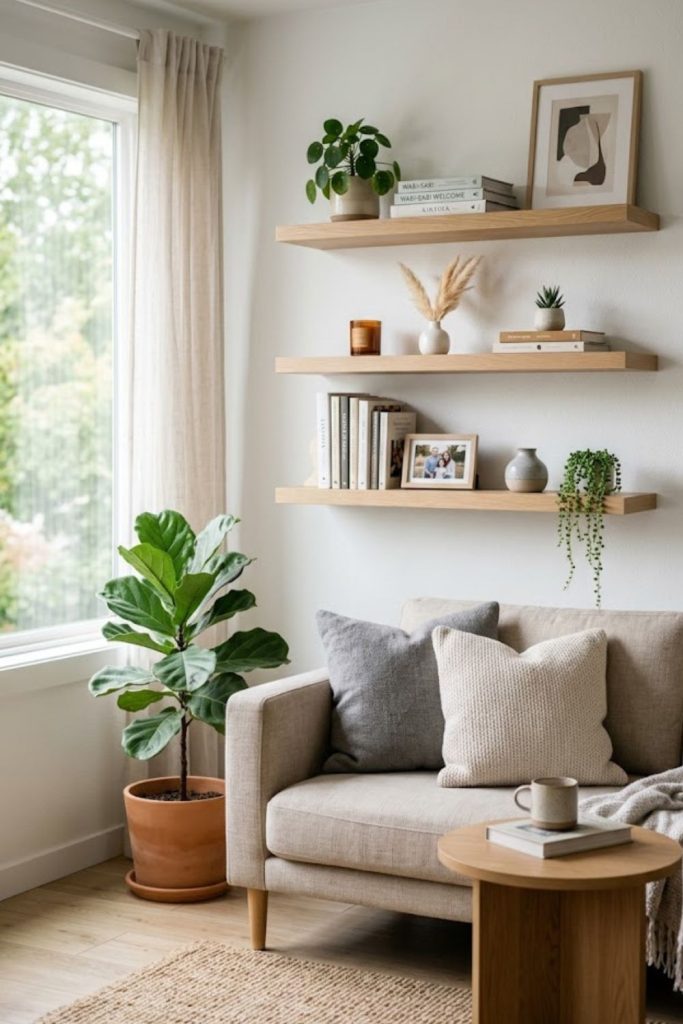 Use Floating Shelves for Height and Storage