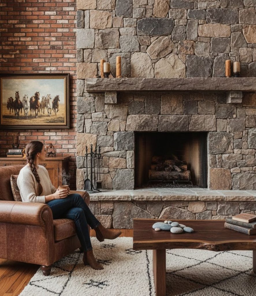 Use Stone or Brick Accents for a Ranch-Like Feel