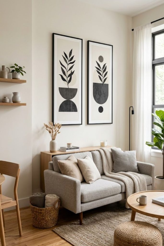 Use Vertical Artwork to Elongate the Room
