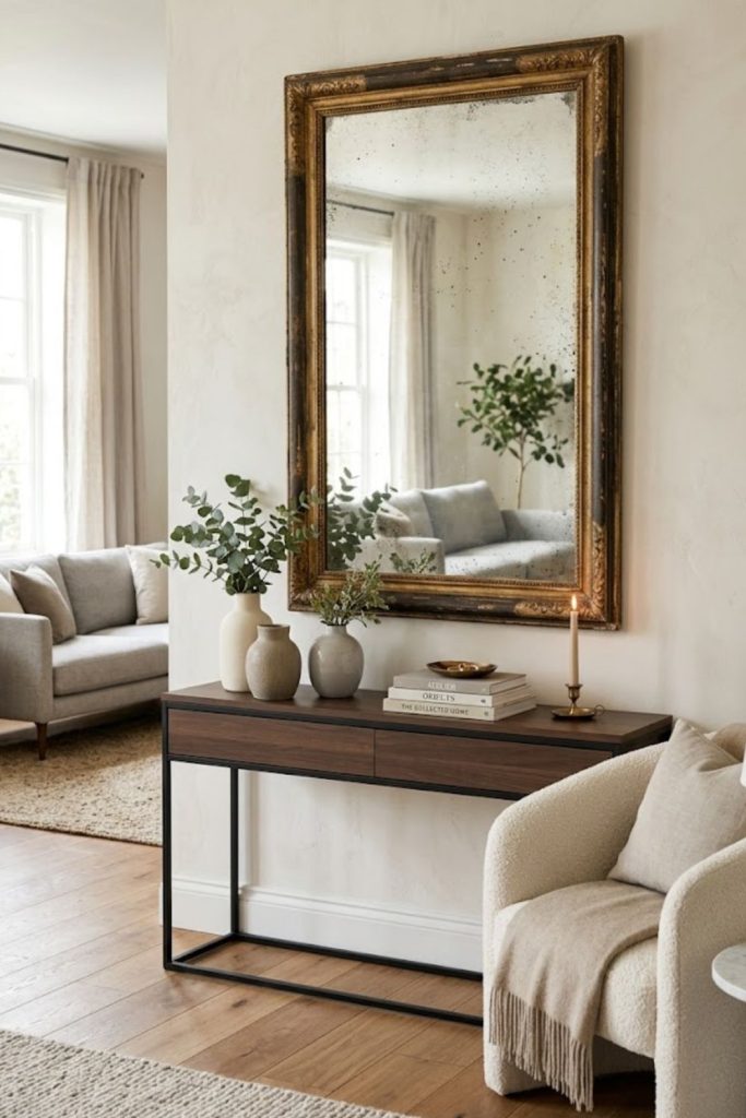 Antique mirror with patina for old-world charm