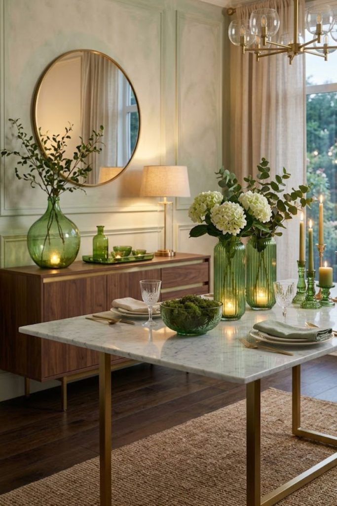 Green Glass Decor Accents