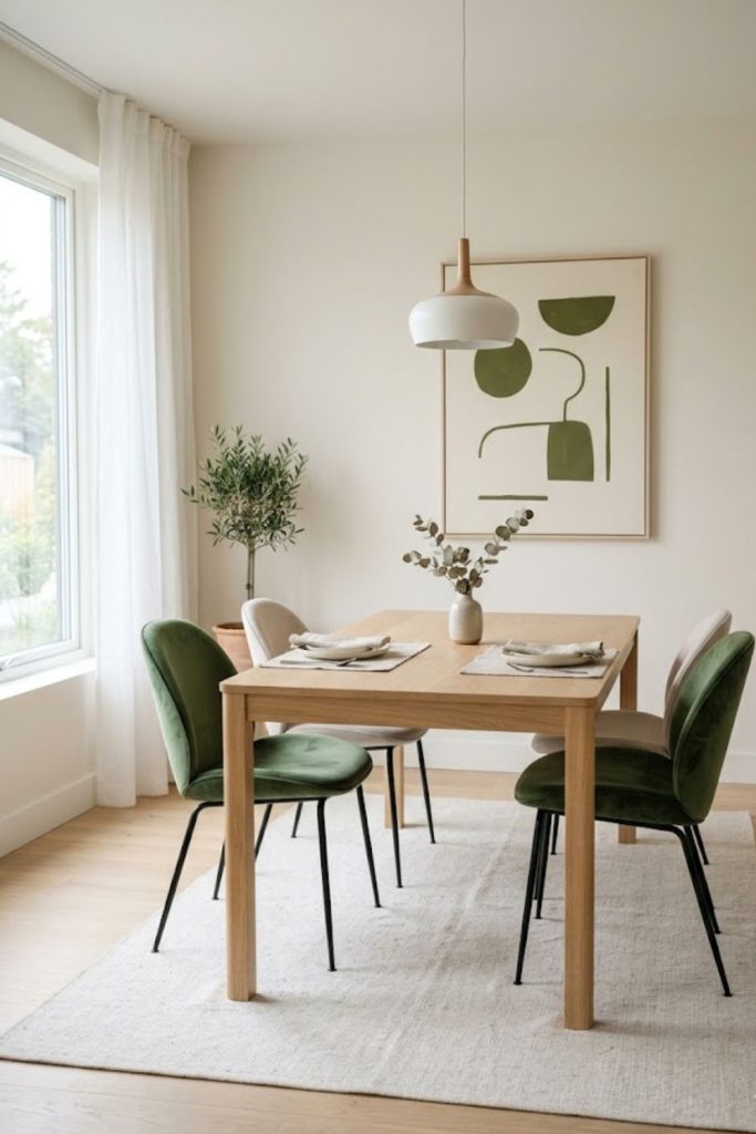 Minimalist Green Dining Room