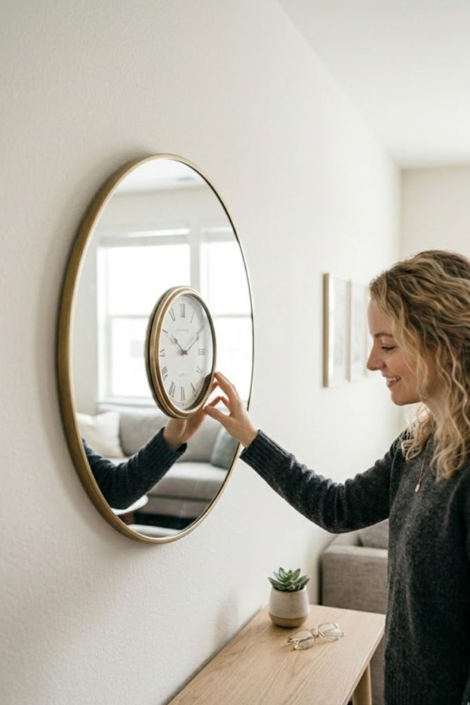 Mirror-clock hybrid to double light and function
