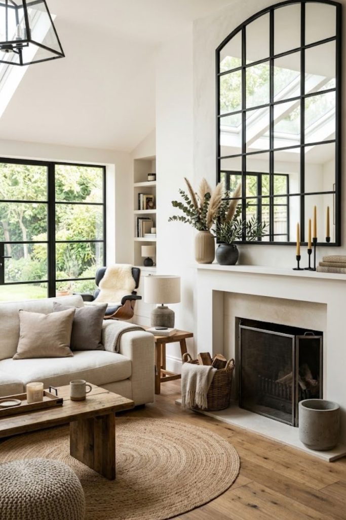  Multipaneled or window-style mirror to mimic architectural detail