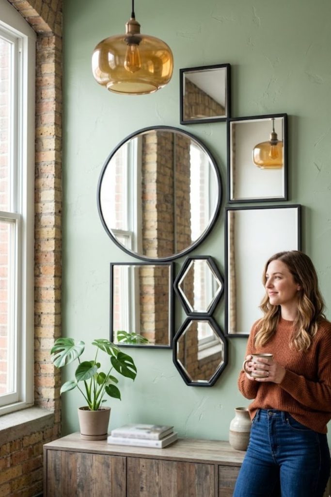 Oversized abstract mirror cluster