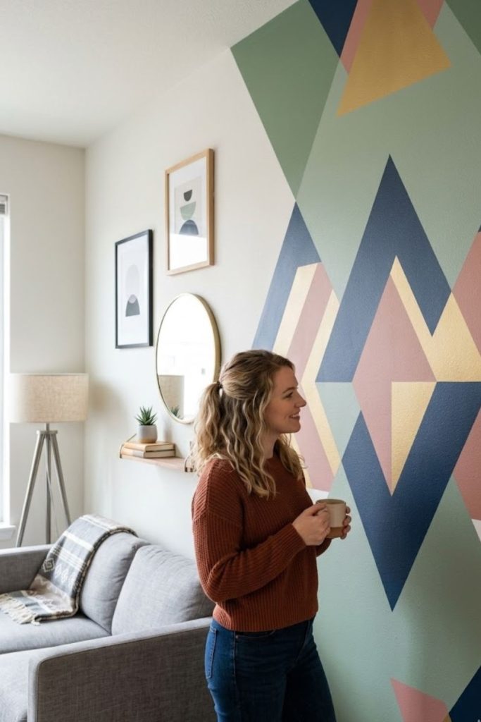 Oversized geometric wall decals or murals