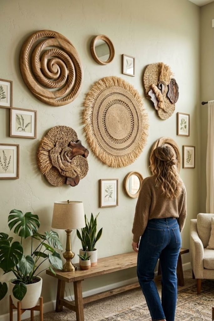 Statement wall sculpture with natural materials
