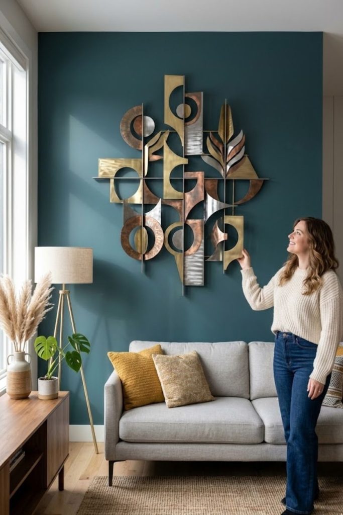 Three-dimensional metal wall sculpture