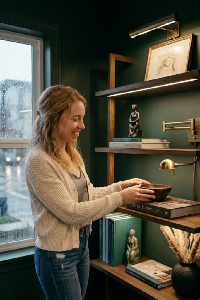 Use Accent Lighting to Highlight Shelves and Decor Pieces