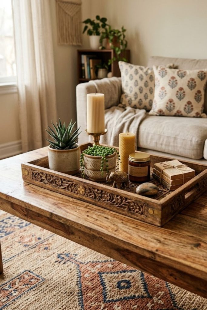 Wooden Carved Tray Styling