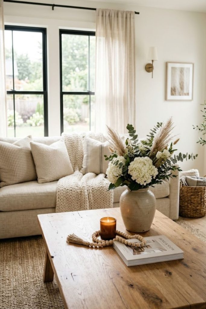 Add a statement vase with greenery
