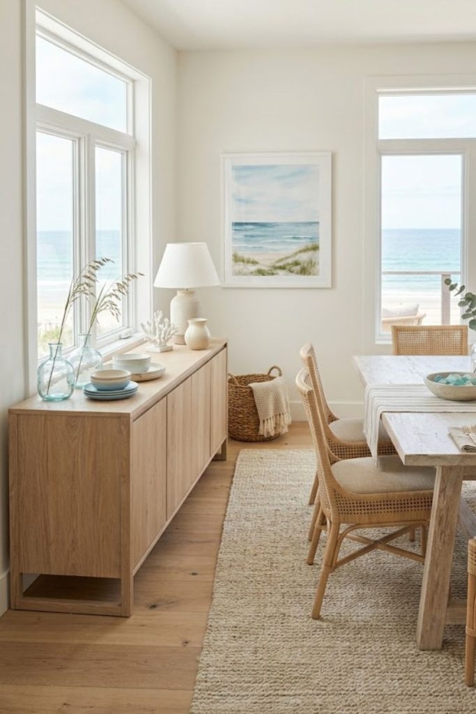 Coastal buffet or sideboard styling