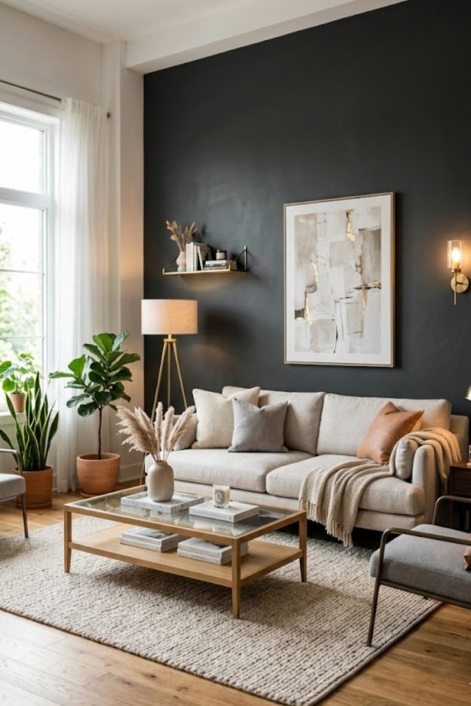 Dark grey statement wall