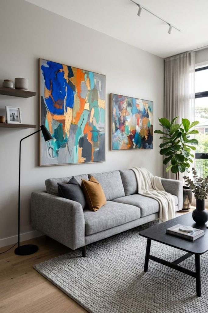 Grey with bold artwork