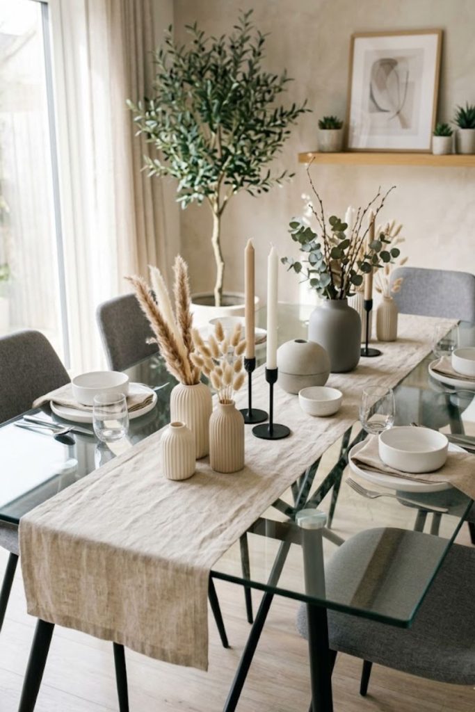Layered Table Runner with Decor