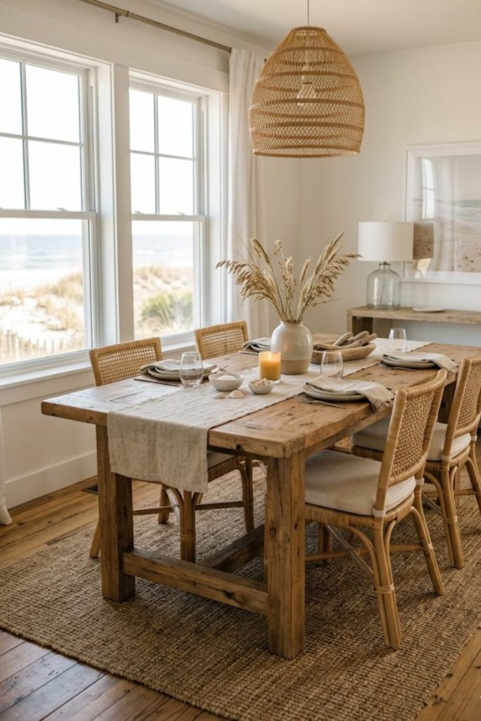 Natural wood dining table