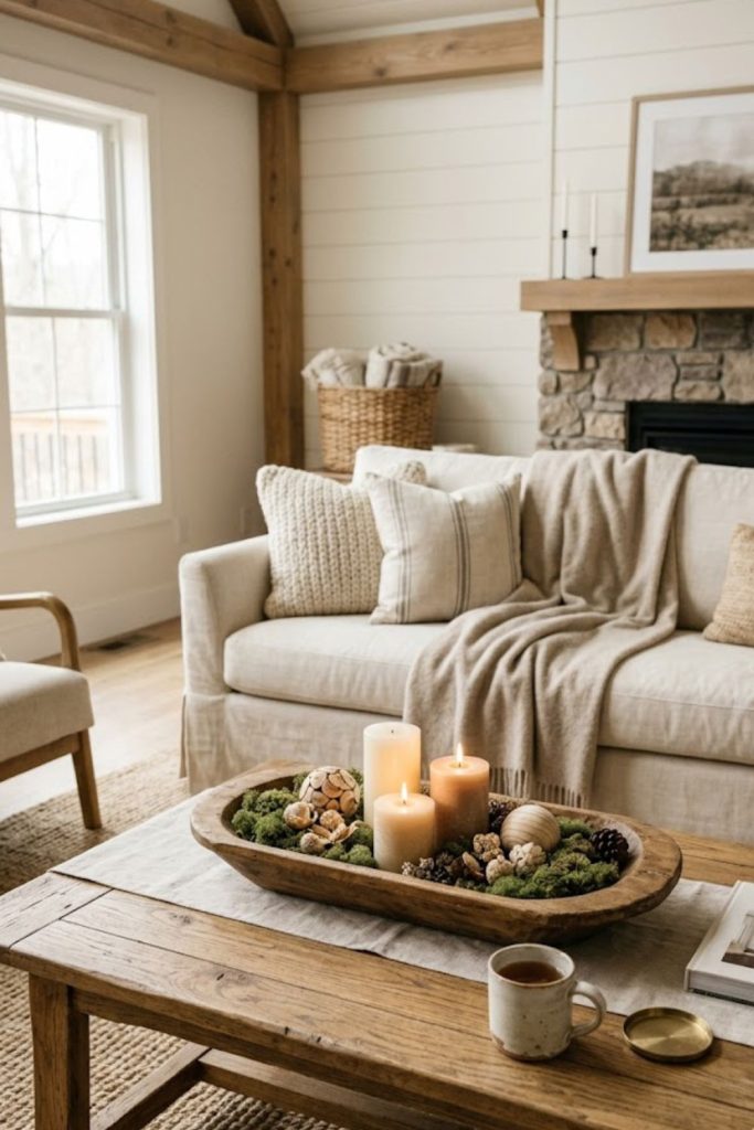 Use a dough bowl for rustic charm