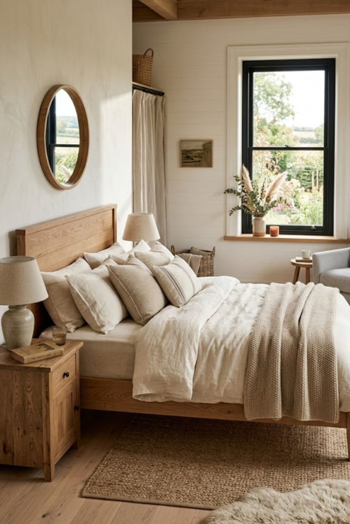Wooden Bed Frame with Natural Finish