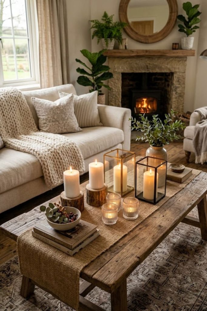 cozy candle arrangements