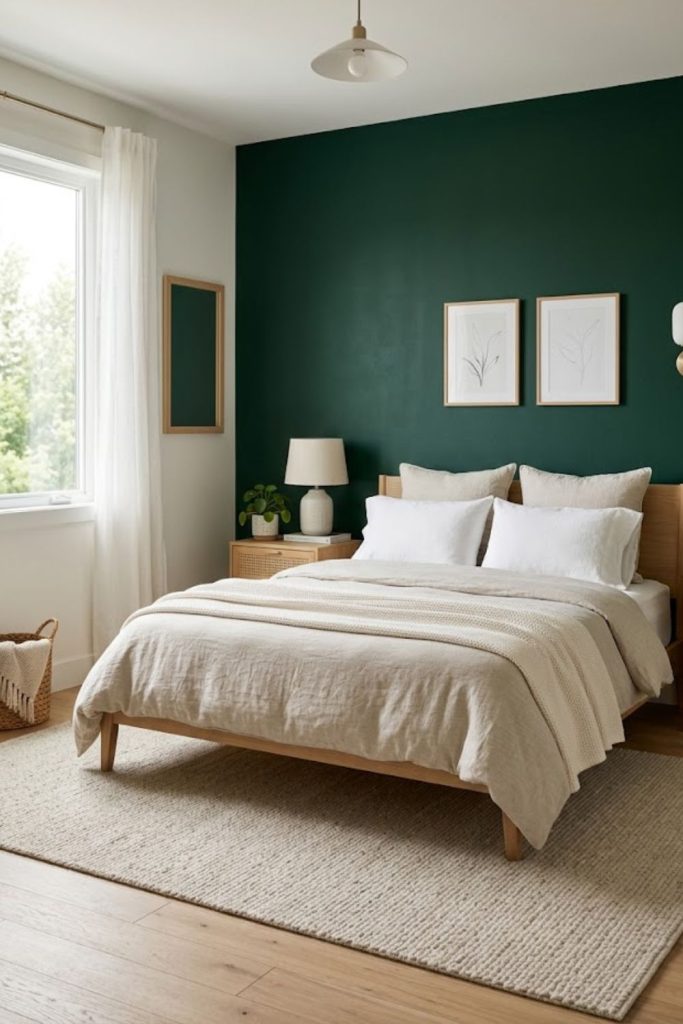 dark green accent wall