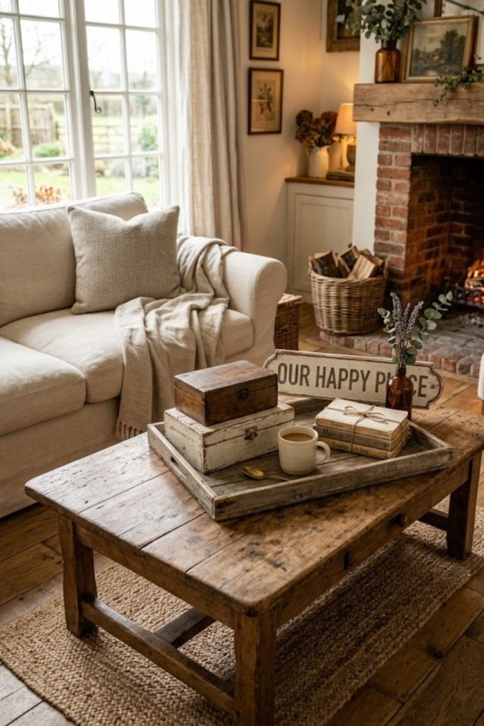 distressed wood accents