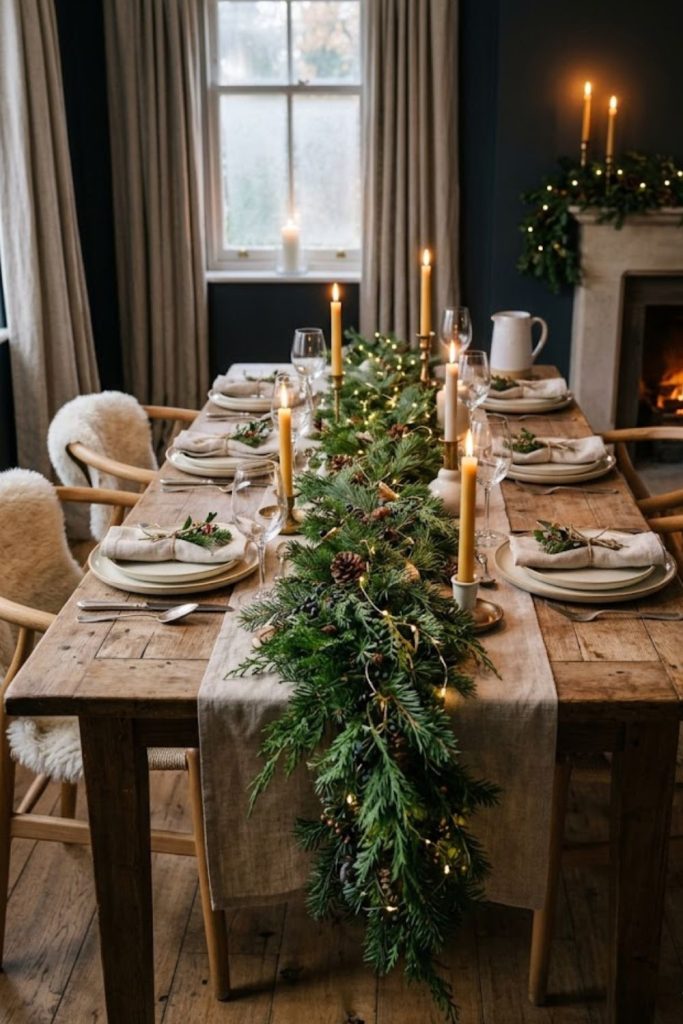 Add Faux Pine Garlands